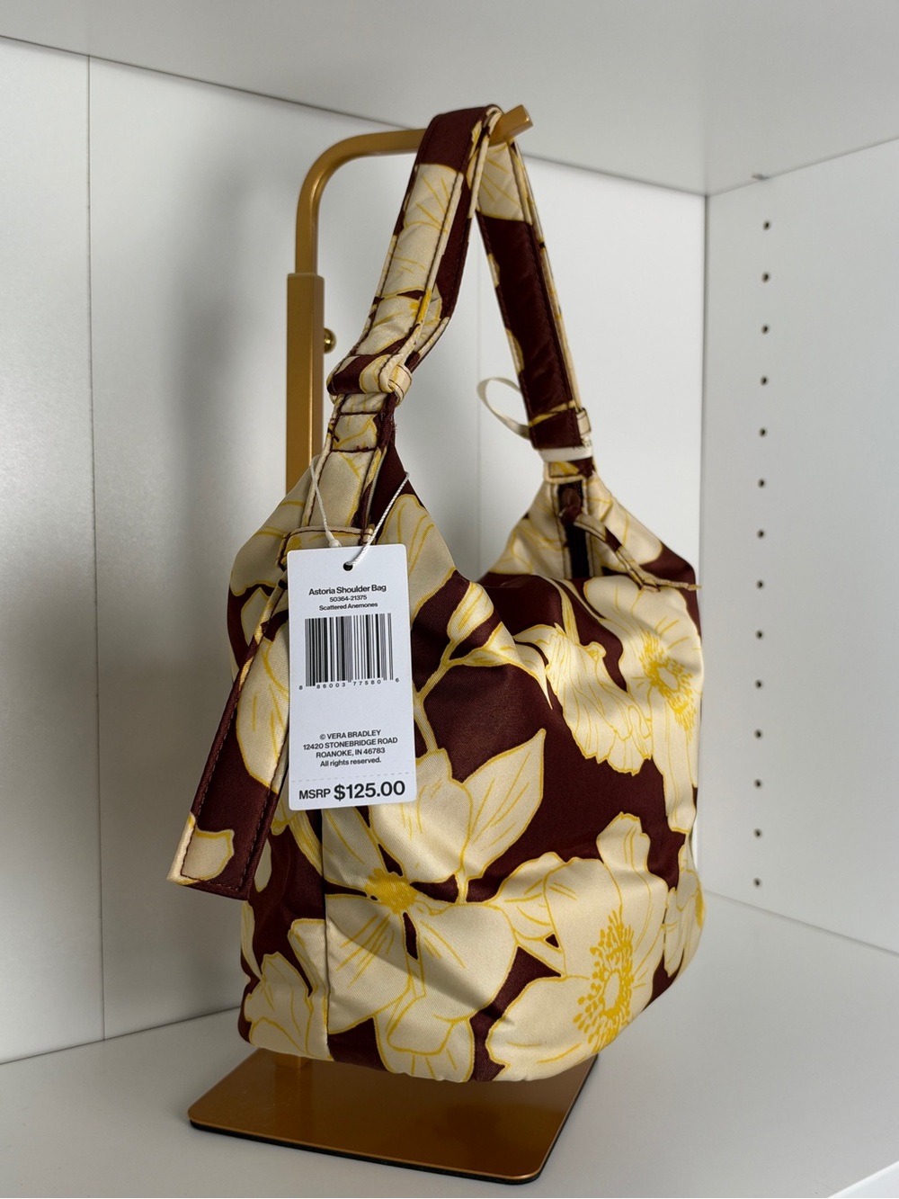 Vera Bradley Shoulder Bag in Cream and Brown Floral Print